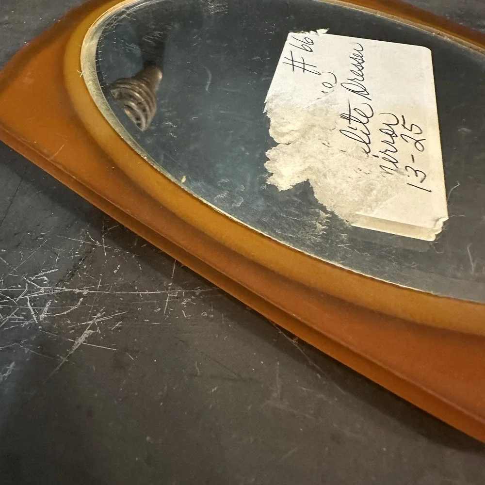 Vintage Art Deco Celluloid Vanity Mirror Yellow/Gold Pearlized 13